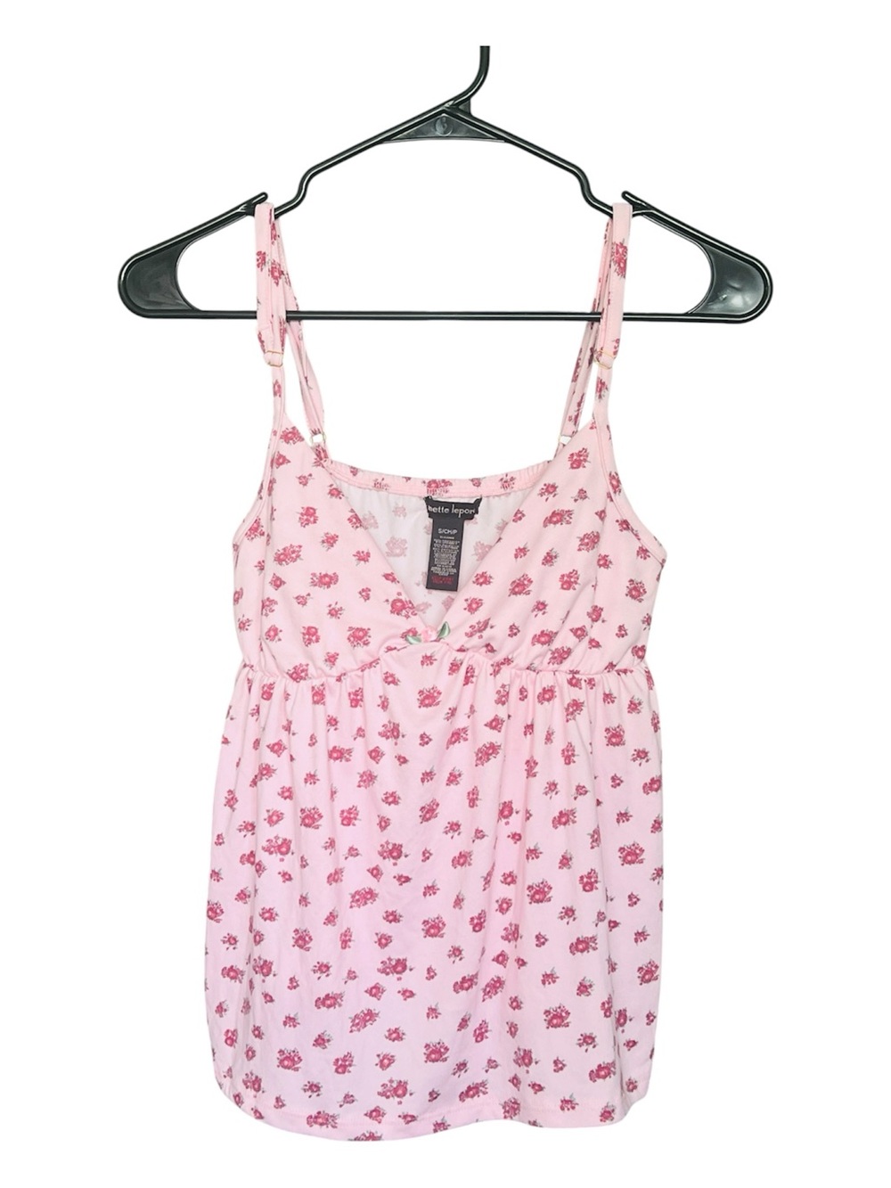 Nanette Lepore Rose Print Cami Sleep Top Coquette Girly Comfy Y2K Soft Pink SZ S